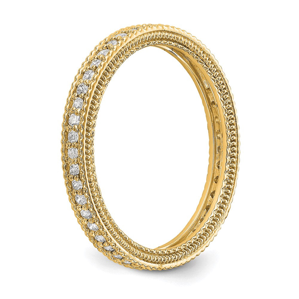 14K Yellow Gold Polished 1/3CT Milgrain Edge Diamond Eternity Wedding Band Ring