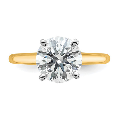 14K Two-Tone Gold 2 1/2 carat Certified Lab Grown Diamond VS+ F+ Round Complete Solitaire Engagement Ring
