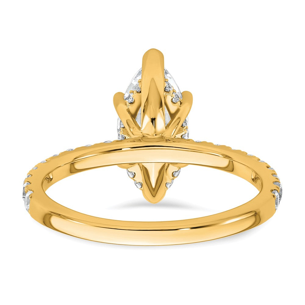 14K Yellow Gold 2 5/8 carat Certified Lab Grown Diamond VS+ F+ Marquise Complete Solitaire with Flair Engagement Ring