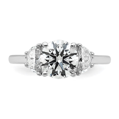 14K White Gold 1/2 carat Lab Grown Diamond VS+ F+ 1 1/2 carat Center Round Semi Mount Three Stone Engagement Ring