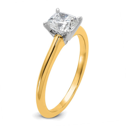 14K Two-Tone Gold Two-tone 1 carat Lab Grown Diamond VS+ F+ Cushion Complete Solitaire Engagement Ring