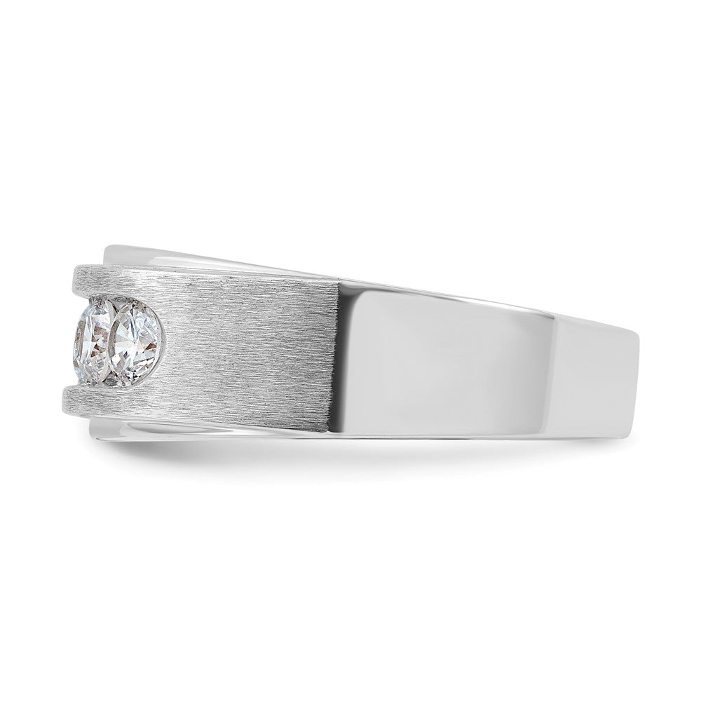 IBGoodman 14K White Gold 1 carat Lab Grown Diamond VS+ F+ Complete Polished and Brushed Five Stone Men's Wedding Band Ring