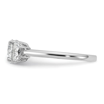14K White Gold 3/8 carat Lab Grown Diamond VS+ F+ 1 carat Center Round Semi Mount Three Stone Engagement Ring