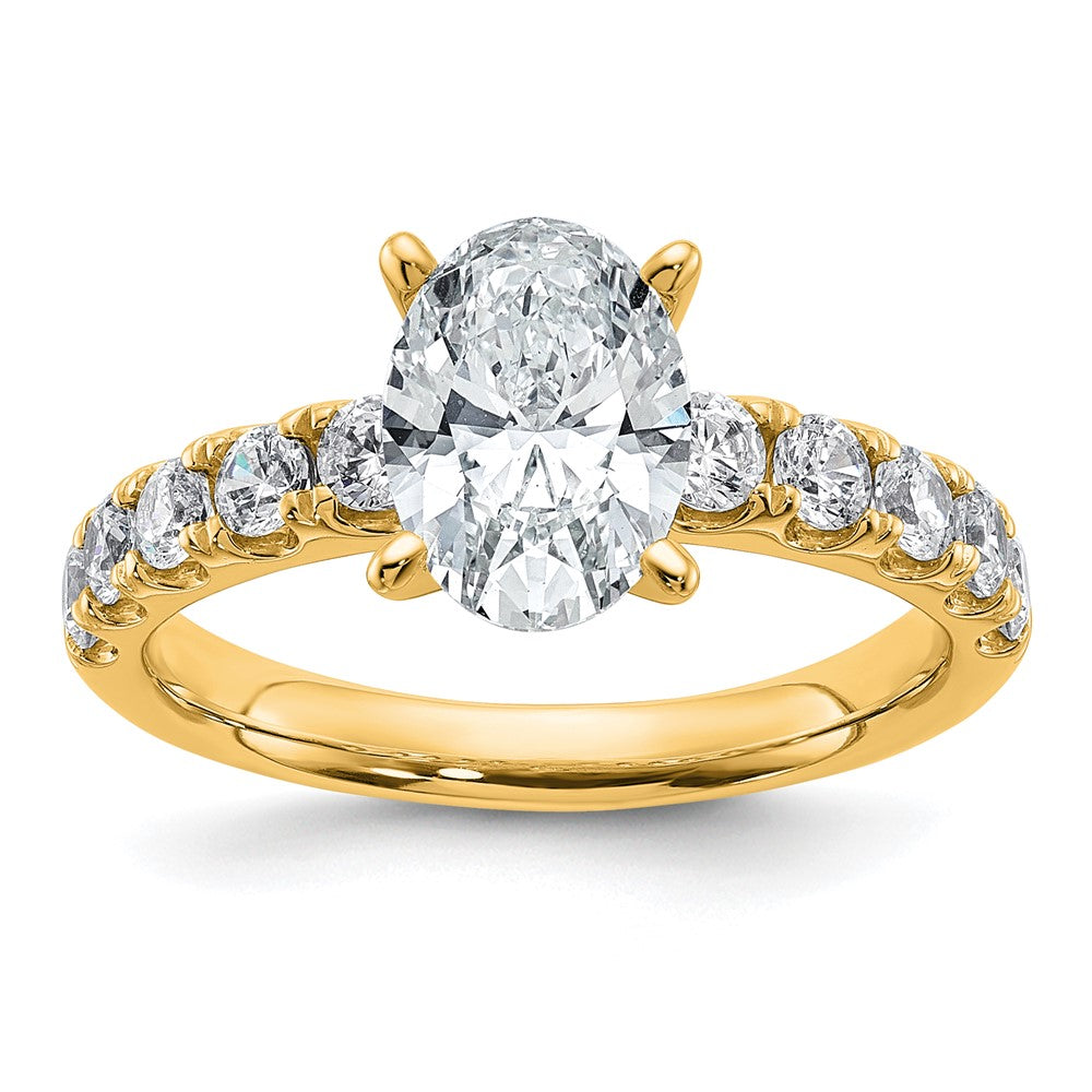 14K Yellow Gold Certified 2 1/4 carat Lab Grown Diamond VS+ F+ Oval Complete Engagement Ring