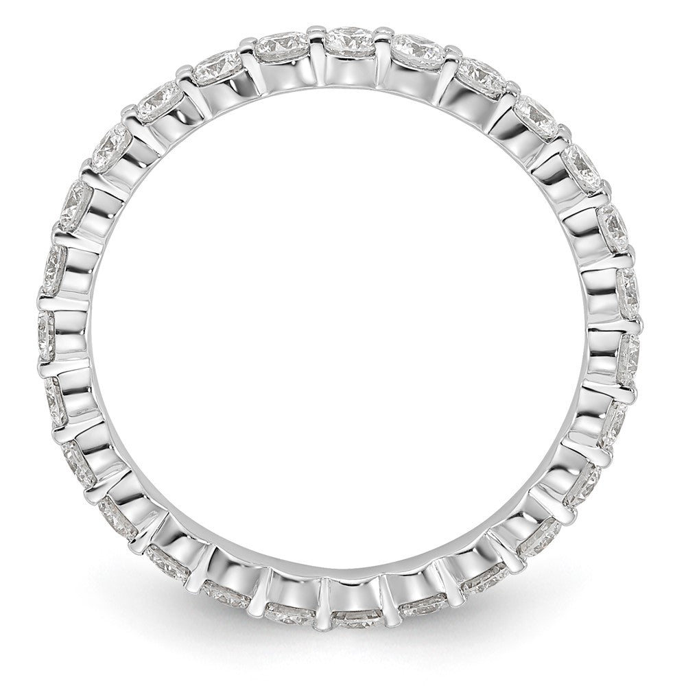 14K White Gold 1 carat Lab Grown Diamond VS+ F+ Round Complete Channel Set Size 5.5 Eternity Wedding Band Ring