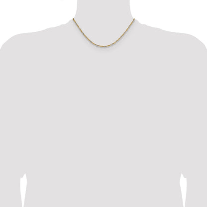 14K Yellow Gold with Rhodium 1.9mm Singapore 16 Inch Chain