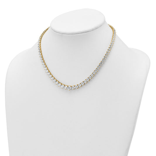 14K Yellow Gold 25 3/8 carat Lab Grown Diamond VS/SI+ G+ Complete Round 16 Inch Graduated Tennis Necklace