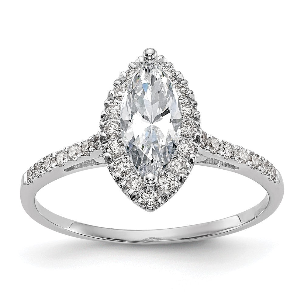 14K White Gold Halo (Holds 1 carat (10x5mm) Marquise Center) 1/4 carat Diamond Semi-mount Engagement Ring