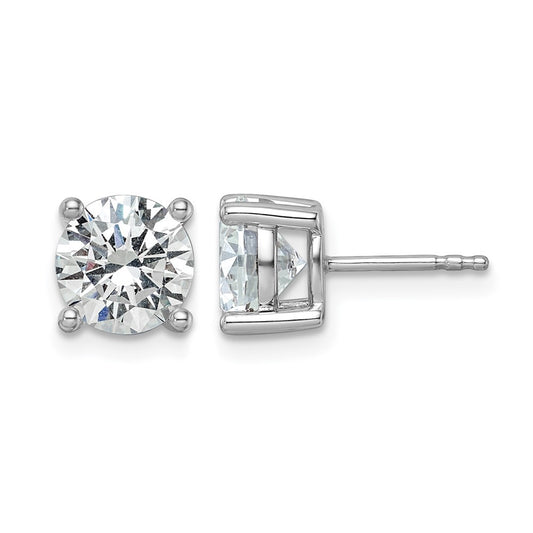 14K White Gold 3 carat Certified Lab Grown Diamond VS+ F+ Round Complete Four Prong Lightweight Stud Earrings