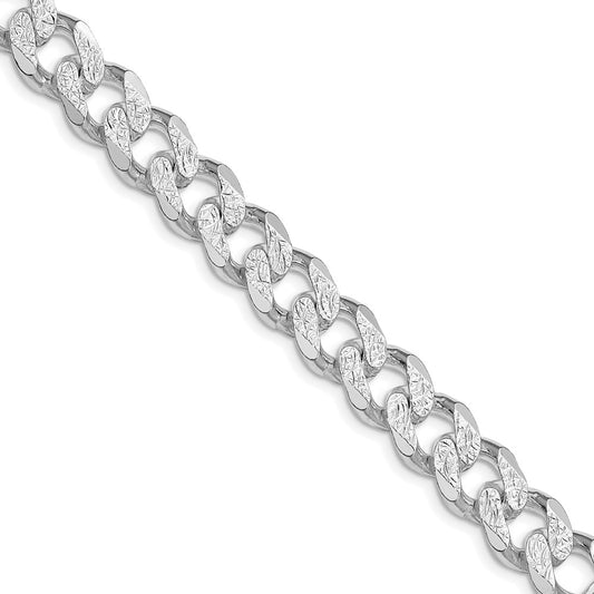 Sterling Silver Rhodium-plated 11.0mm Pav‚ Curb 20 Inch Chain