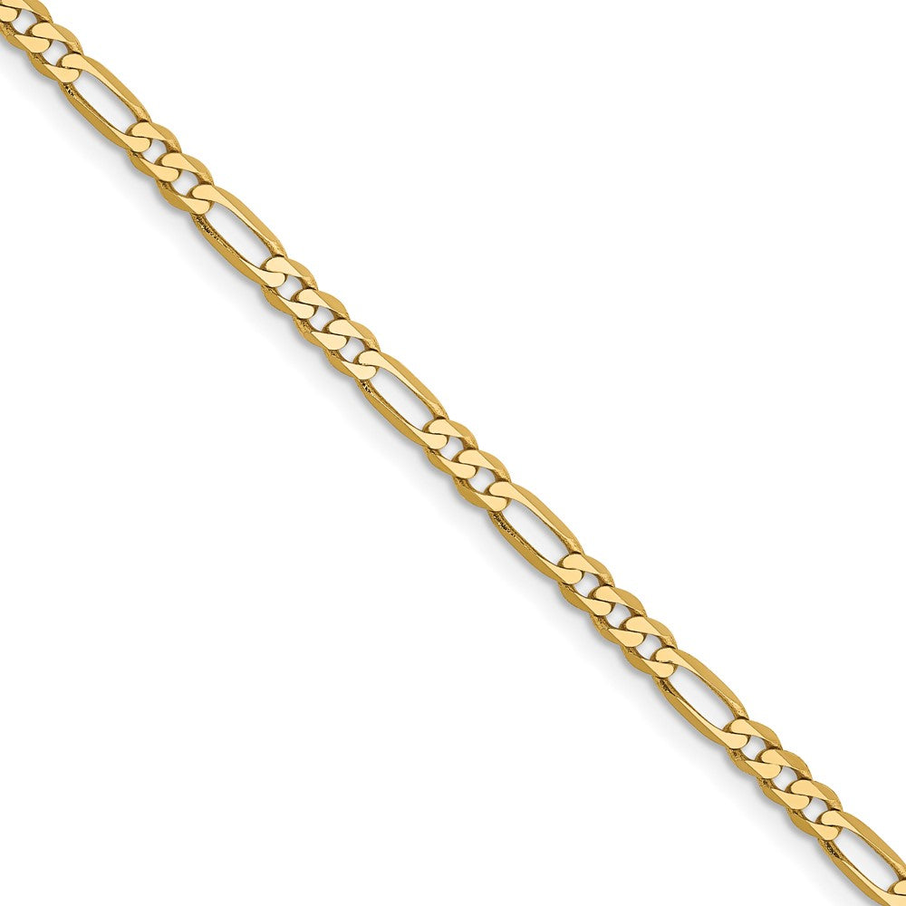 14K Yellow Gold 2.75mm Flat Figaro With Lobster Clasp Chain Necklace