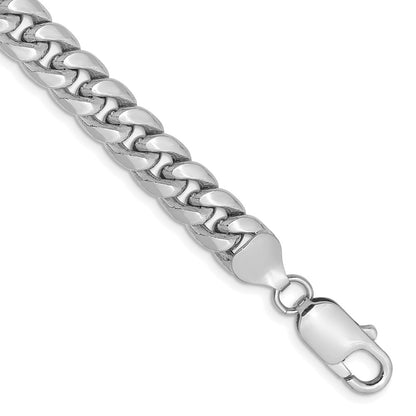 14K White Gold 7.3mm Semi-Solid Miami Cuban 8 Inch Chain