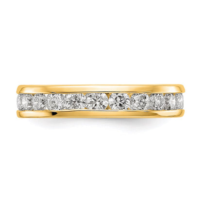 14K Yellow Gold Polished 2ct Channel Set Diamond Eternity Wedding Band Ring