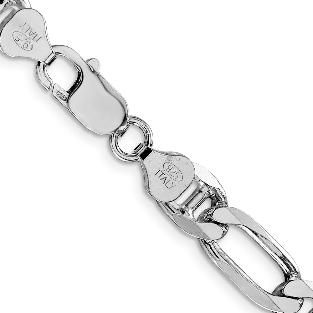 Sterling Silver Rhodium-plated 8.25mm Figaro Anchor 22 Inch Chain