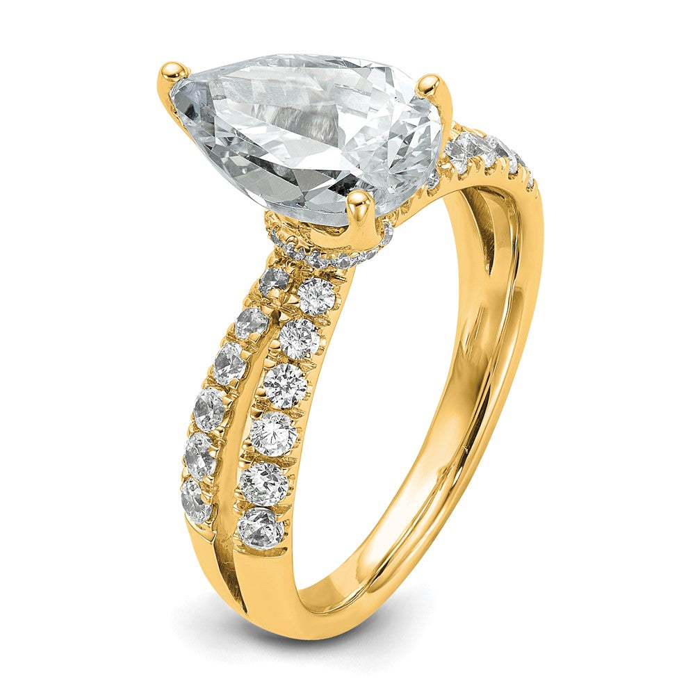 True Origin 14K Yellow Gold 2 5/8 carat Lab Grown Diamond VS+ F+ Complete Pear Engagement Ring