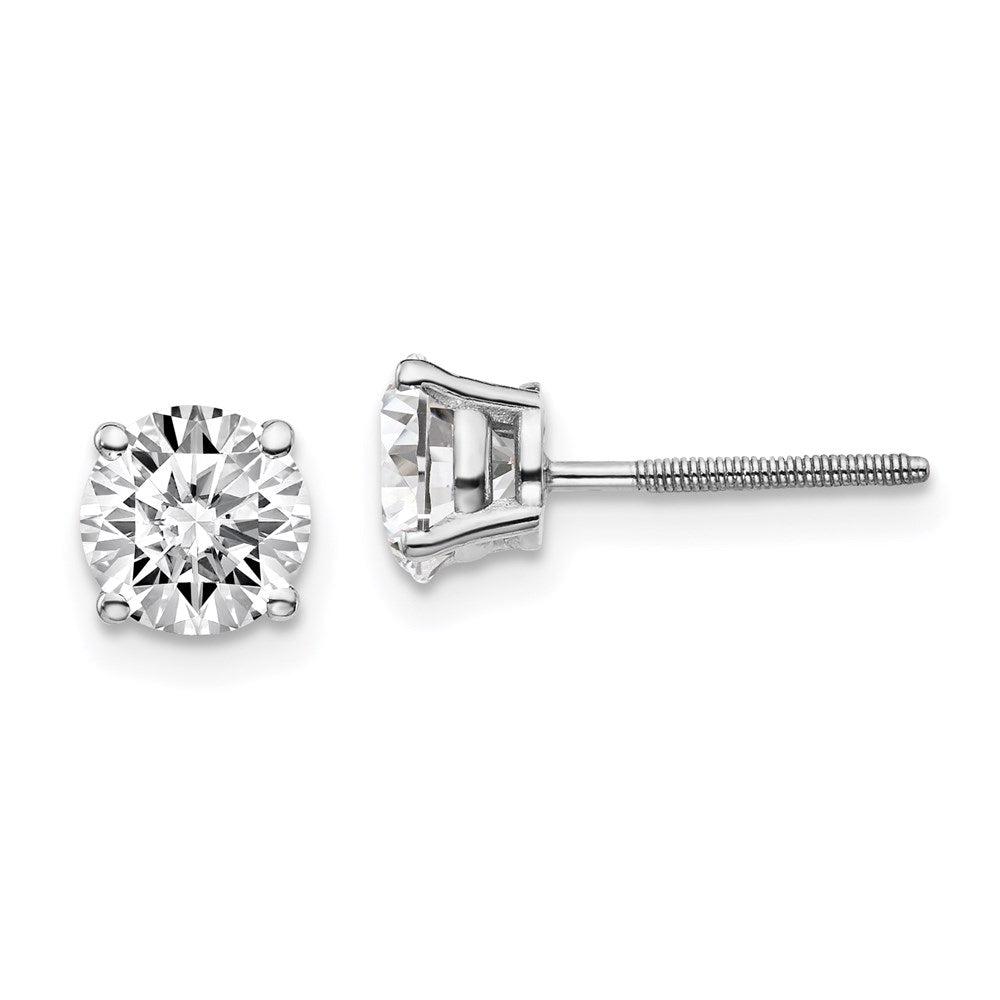 14K White Gold 1 1/2 ctw Lab Grown Diamond VS/SI+ G+ Round 4 Prong Standard Wt Screwback Stud Earrings