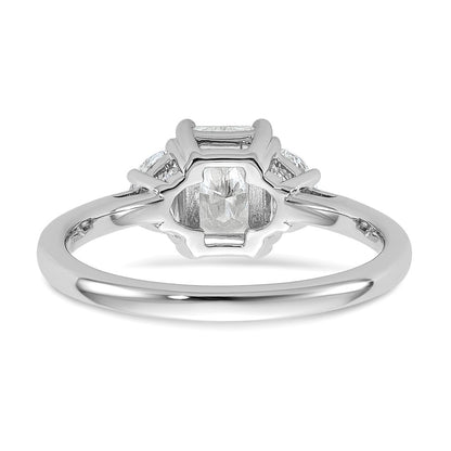 14K White Gold 3/8 carat Lab Grown Diamond VS+ F+ Half Moon 1 carat Radiant Center Semi Mount Engagement Ring