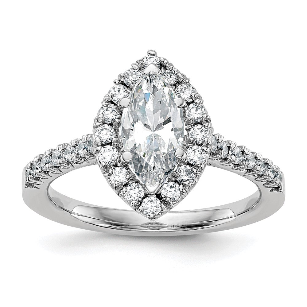True Origin 14K White Gold 1/2 carat Lab Grown Diamond VS+ F+ Semi-Mount Marquise Halo Engagement Ring