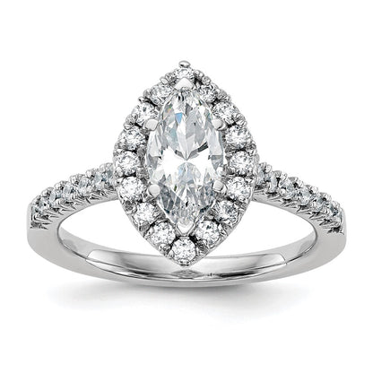 True Origin 14K White Gold 1/2 carat Lab Grown Diamond VS+ F+ Semi-Mount Marquise Halo Engagement Ring