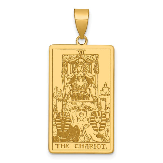 14K Yellow Gold The Chariot Tarot Card Pendant