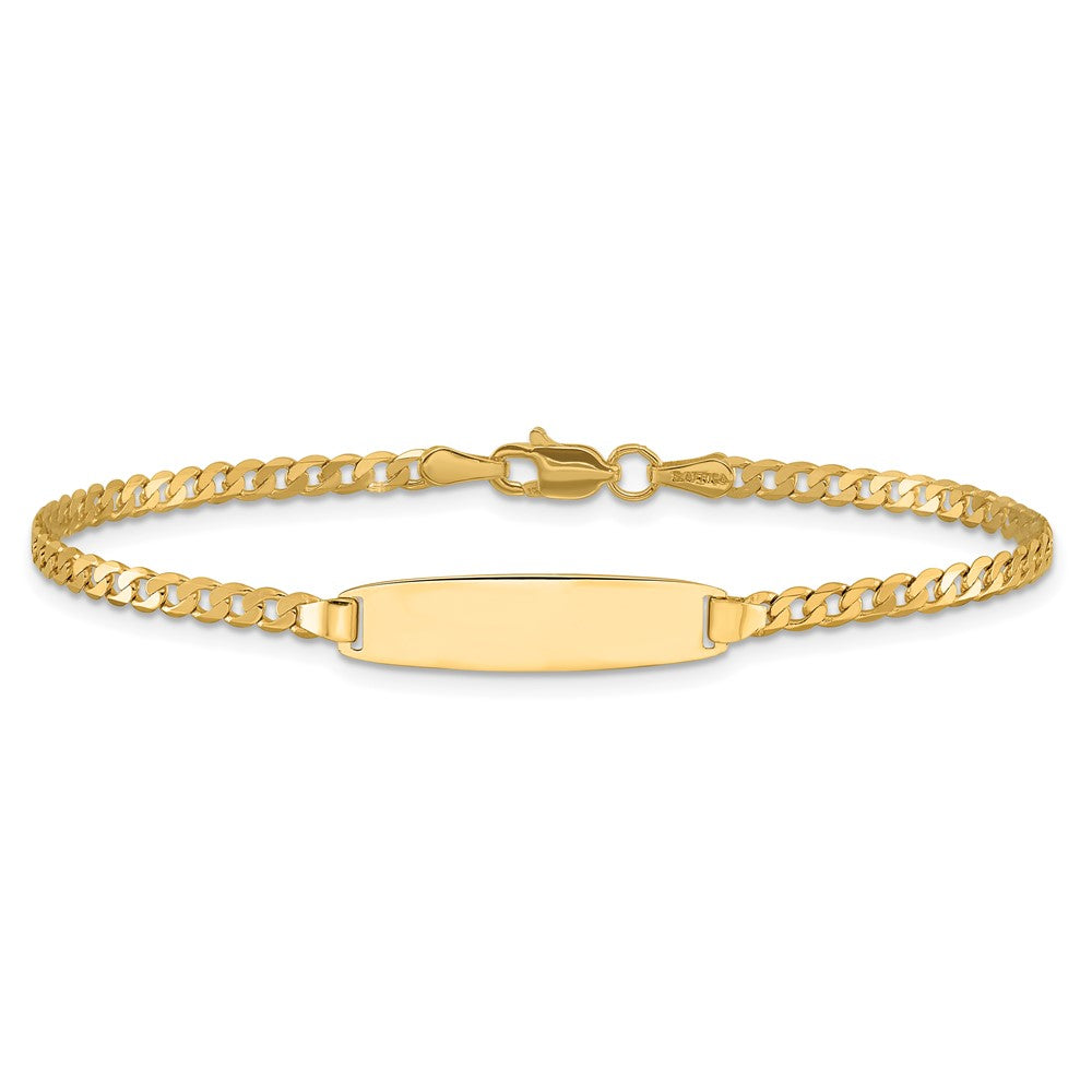 14K Yellow Gold Polished Solid Chain/Solid Plate Curb Link 19.5x5.5mm Plate 7 Inch ID Bracelet