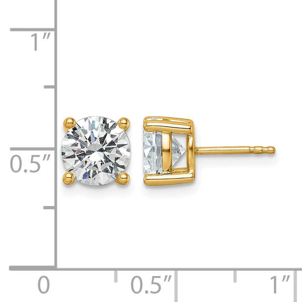 14K Yellow Gold 3 carat Certified Lab Grown Diamond VS+ F+ Round Complete Four Prong Lightweight Stud Earrings