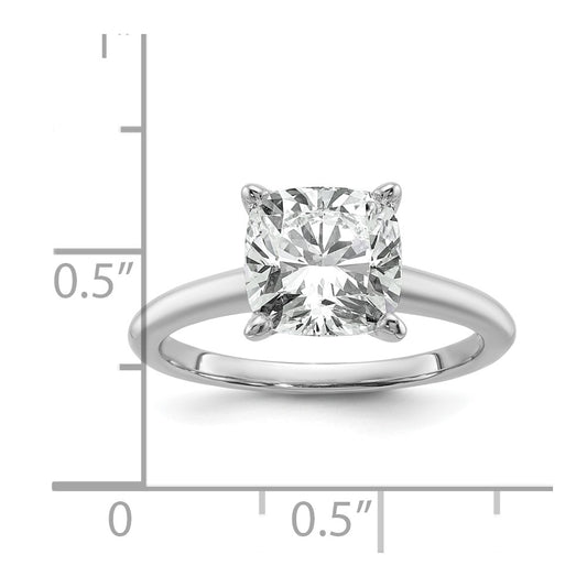 14K White Gold 3 carat Lab Grown Diamond VS+ F+ Cushion Complete Solitaire Engagement Ring