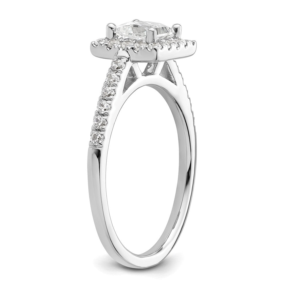 14K White Gold Halo Plus (Holds 3/4 carat (5.00mm) Princess Center) 3/8 carat Diamond Semi-Mount Engagement Ring