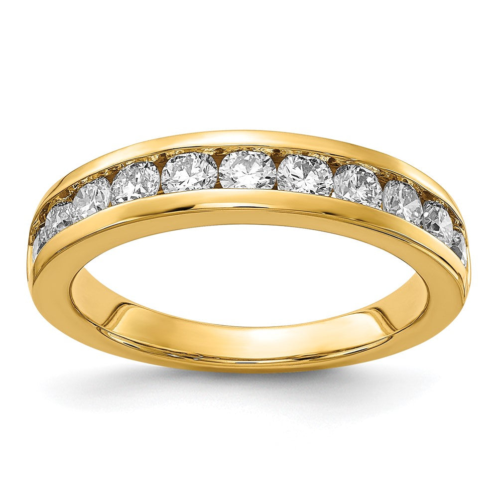 14K Yellow Gold 1 carat Lab Grown Diamond VS+ F+ Complete Channel Set Wedding Band Ring