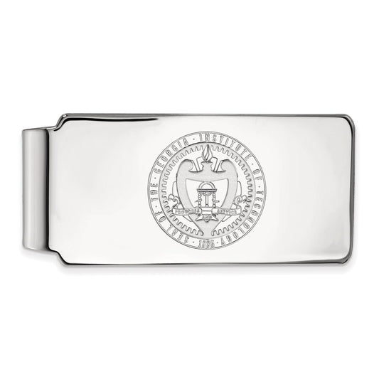10K White Gold LogoArt Georgia Institute of Technology Crest Money Clip