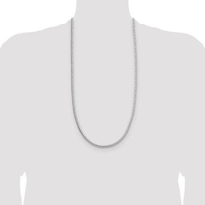 Sterling Silver 3.8mm Diamond-cut Round Franco 30 Inch Chain