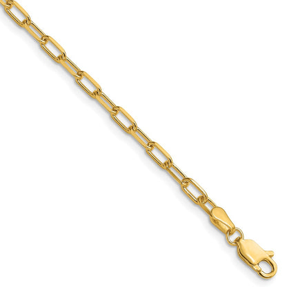 14K Yellow Gold 3.0mm Solid Beveled Paperclip 18 Inch Chain