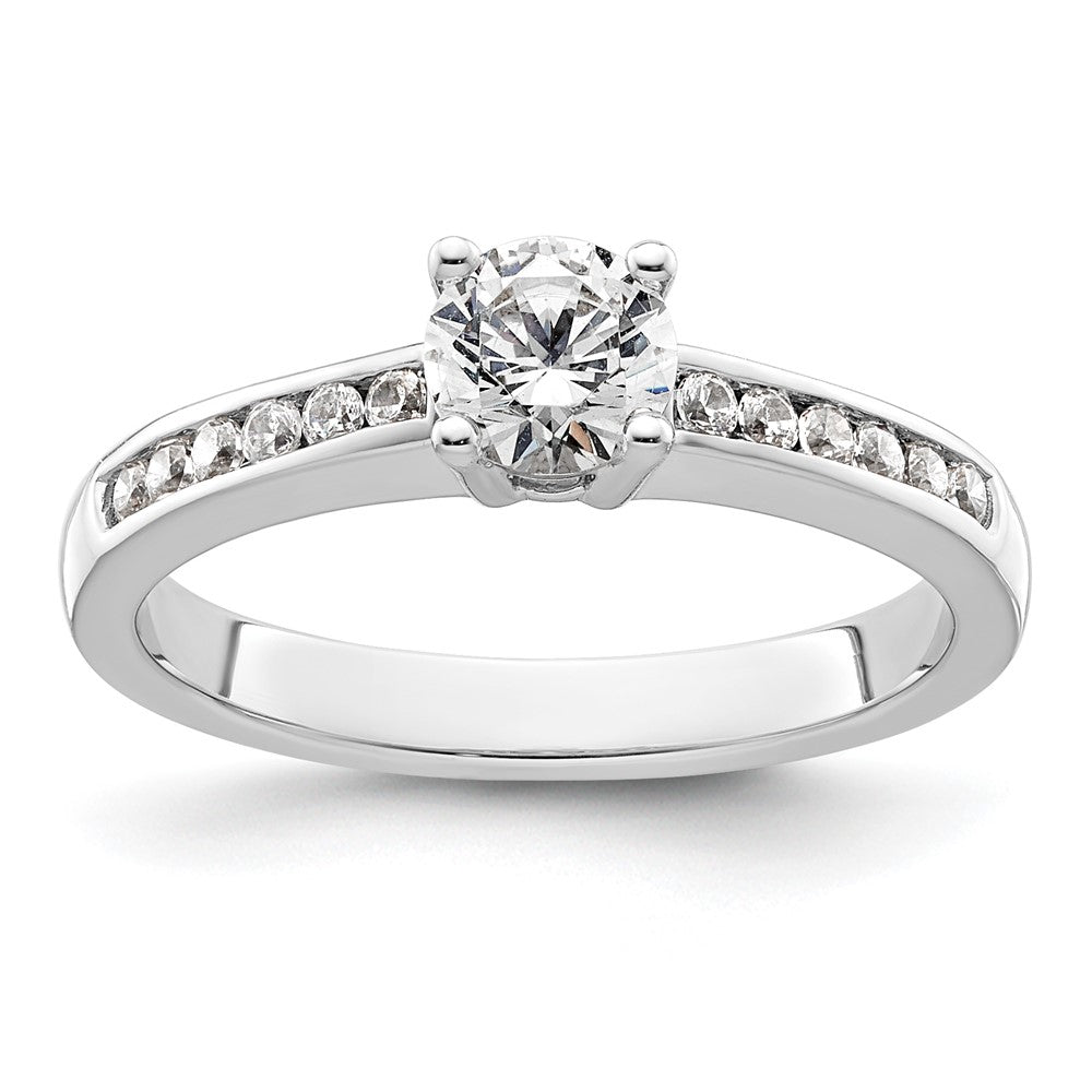 14K White Gold 3/4 carat Lab Grown Diamond VS/SI+ G+ Round Complete Channel Set Shared Prong Engagement Ring
