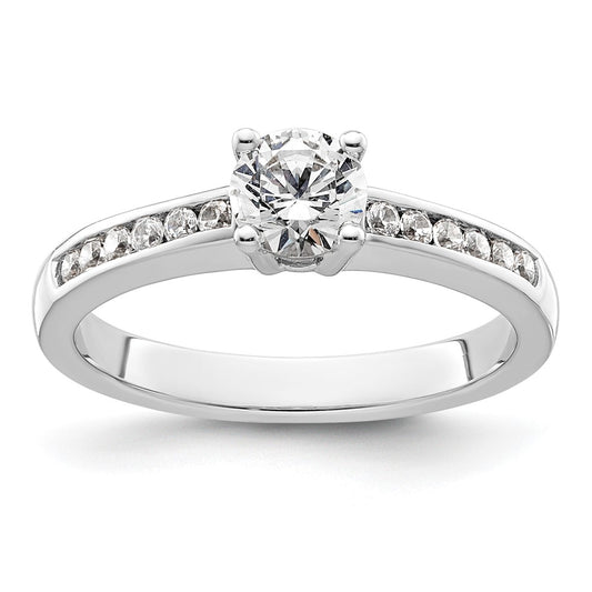 14K White Gold 3/4 carat Lab Grown Diamond VS/SI+ G+ Round Complete Channel Set Shared Prong Engagement Ring