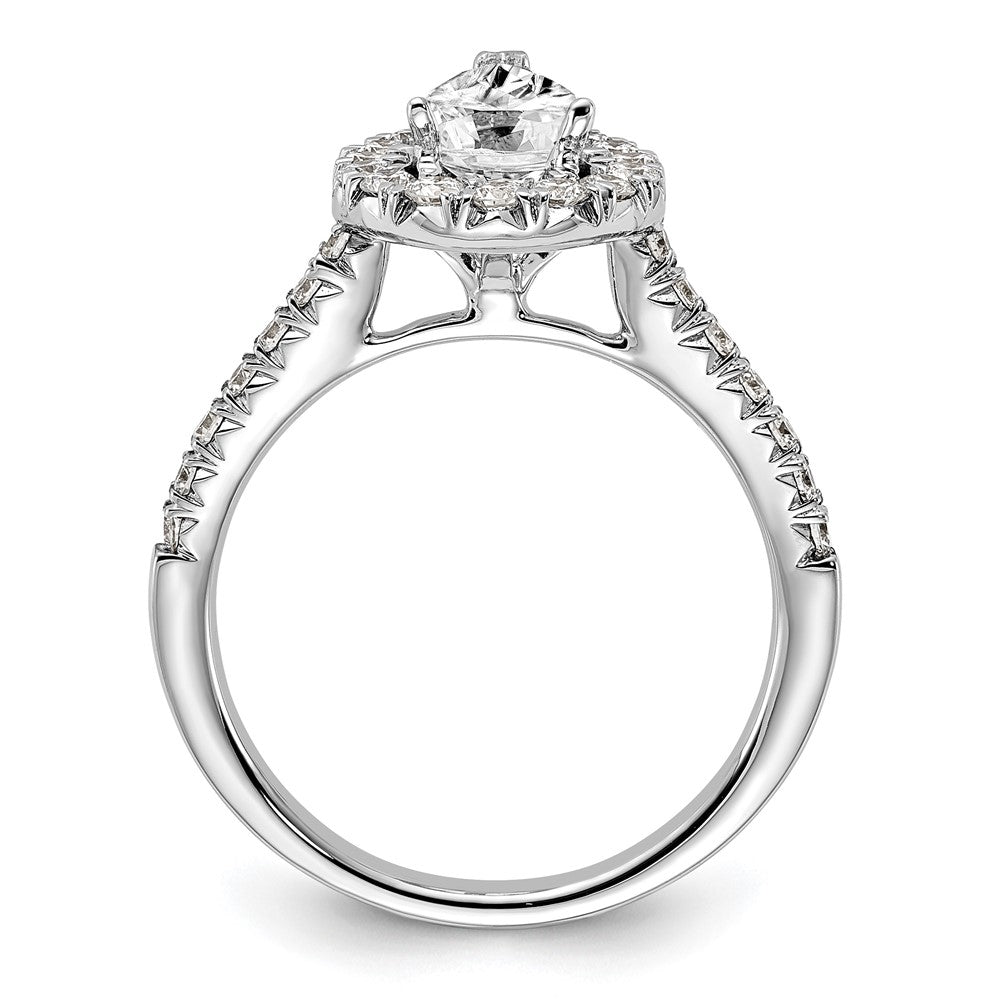 True Origin 14K White Gold 5/8 carat Lab Grown Diamond VS+ F+ Semi-Mount Pear Halo Engagement Ring