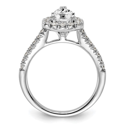 True Origin 14K White Gold 5/8 carat Lab Grown Diamond VS+ F+ Semi-Mount Pear Halo Engagement Ring
