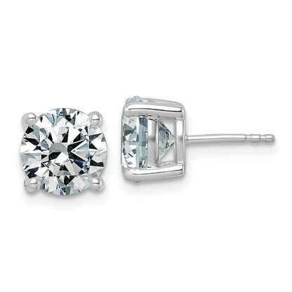 14K White Gold 5 carat Lab Grown Diamond VS/SI+ G+ Round Complete Four Prong Lightweight Stud Earrings
