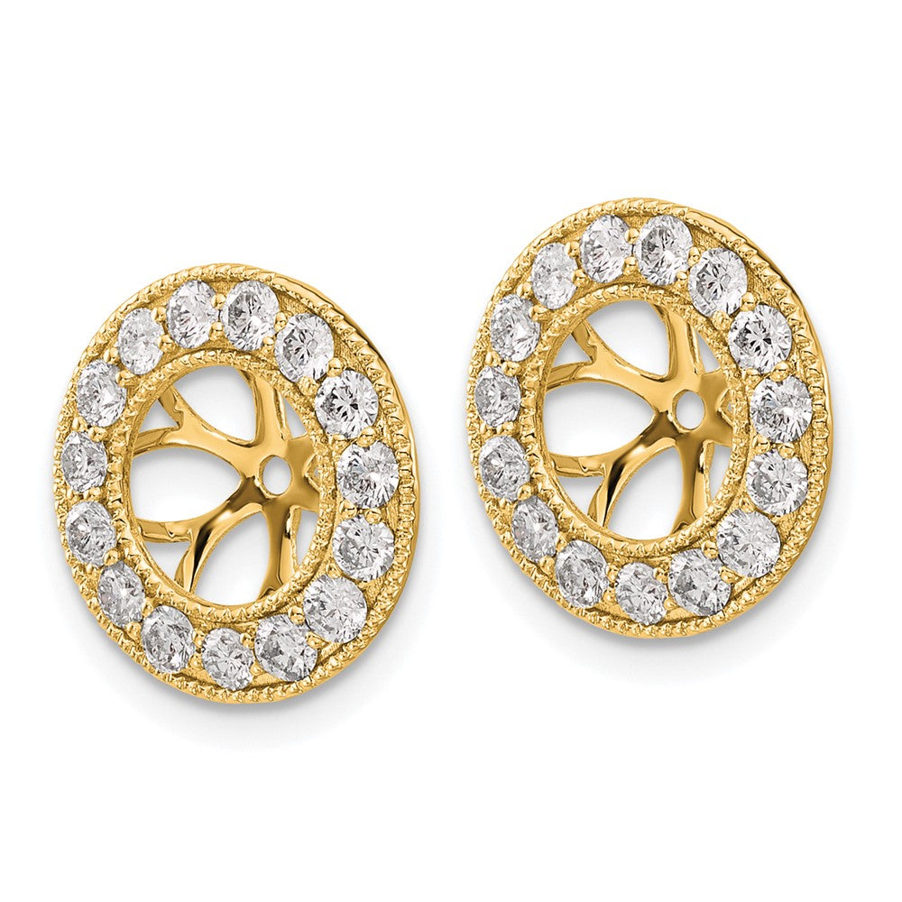 14K Yellow Gold 1 carat Diamond Circle Earring Jackets