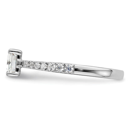 14K White Gold East West (Holds 1 carat (6.9x5.2mm) Emerald-cut Center) 1/4 carat Diamond Semi-Mount Engagement Ring