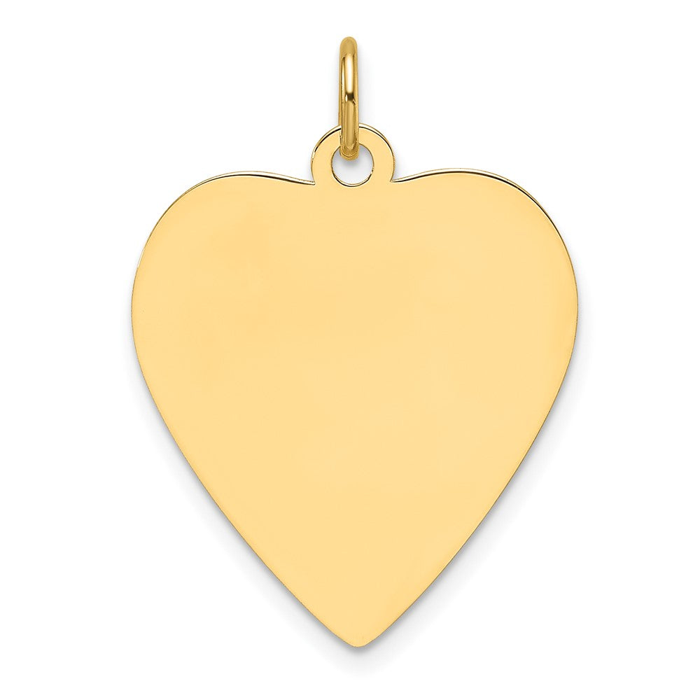 14K Yellow Gold Plain .018 Gauge Engravable Heart 22.8x20.7mm Disc Charm
