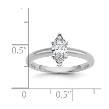 14K White Gold 3/4 carat Certified Lab Grown Diamond VS+ F+ Marquise Solitaire Complete Engagement Ring
