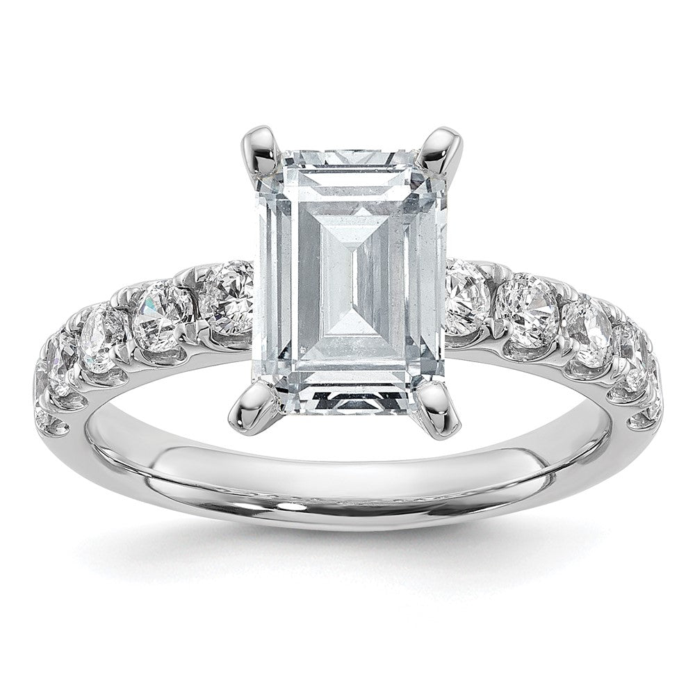 14K White Gold Certified 3 3/4 carat Lab Grown Diamond VS+ F+ Emerald Complete Engagement Ring