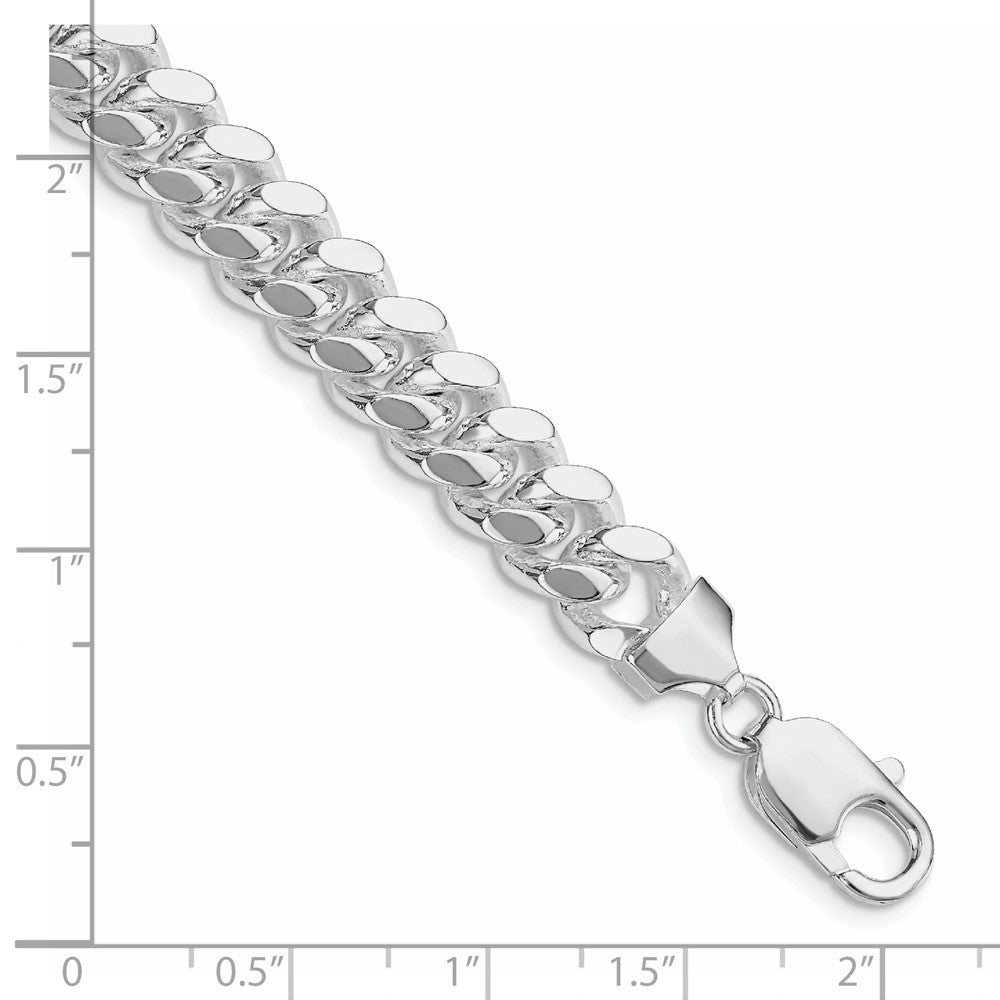 Sterling Silver Rhodium-plated 9mm Polished Domed Curb Chain