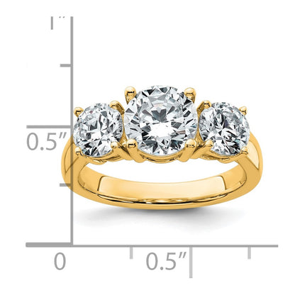 14K Yellow Gold 3 carat Lab Grown Diamond VS/SI+ G+ Three Stone Complete Engagement Ring