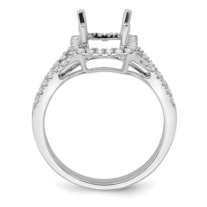 True Origin 14K White Gold 1/2 carat Lab Grown Diamond VS+ F+ Semi-Mount Emerald Halo Engagement Ring