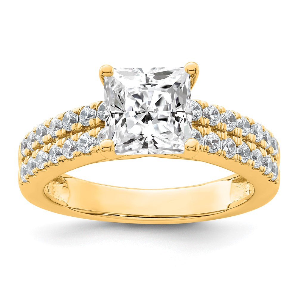 14K Two-Tone Gold 1/2 carat Lab Grown Diamond VS/SI+ G+ 1 1/2 carat Princess Center Semi Mount Engagement Ring