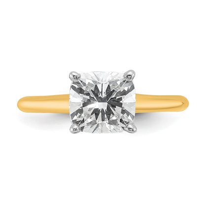 14K Two-Tone Gold Two-tone 2 carat Lab Grown Diamond VS/SI+ G+ Cushion Complete Solitaire Engagement Ring