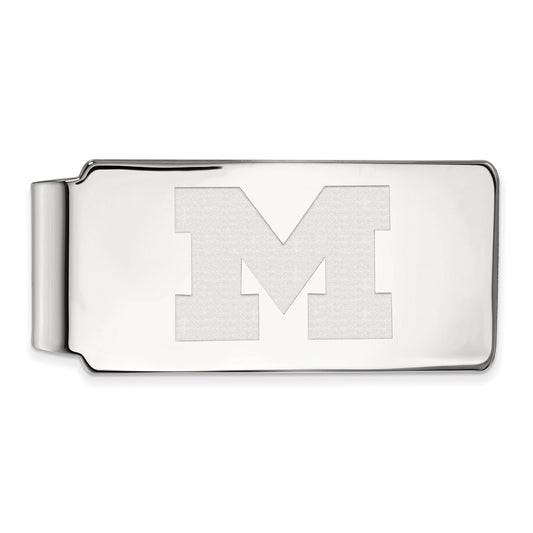 10K White Gold LogoArt University of Michigan Letter M Money Clip