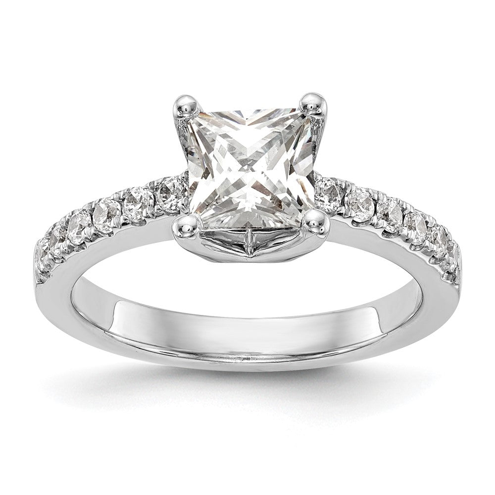 True Origin 14K White Gold 1/5 carat Lab Grown Diamond VS+ F+ Semi-Mount Princess Engagement Ring