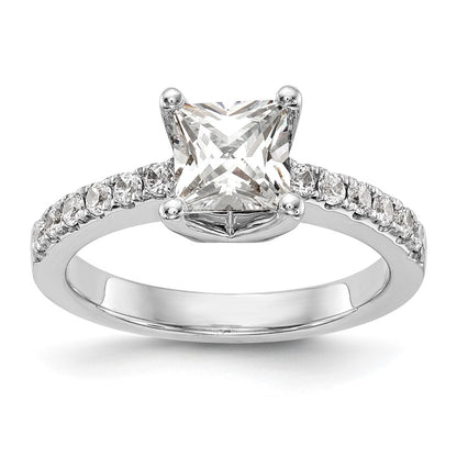 True Origin 14K White Gold 1/5 carat Lab Grown Diamond VS+ F+ Semi-Mount Princess Engagement Ring